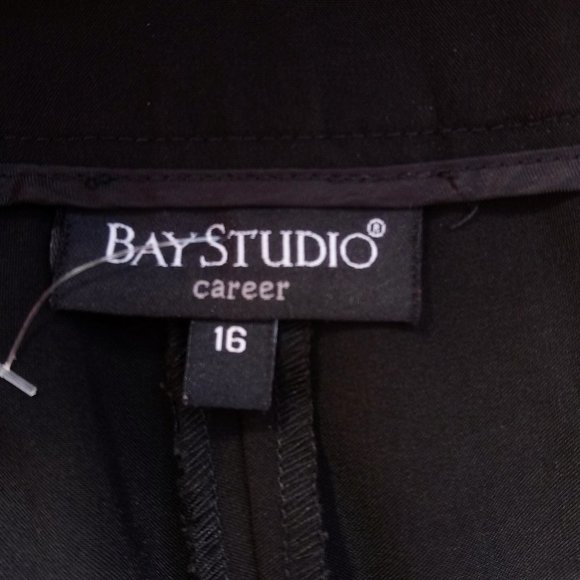 NWT Bay Studio Black Dress Pants Sz 16  Stretch, Beaded Waist Chevron Pattern - Picture 4 of 6